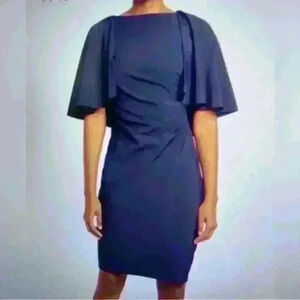 NWT- Size 12 - Marina Flutter Sleeve Navy Dress